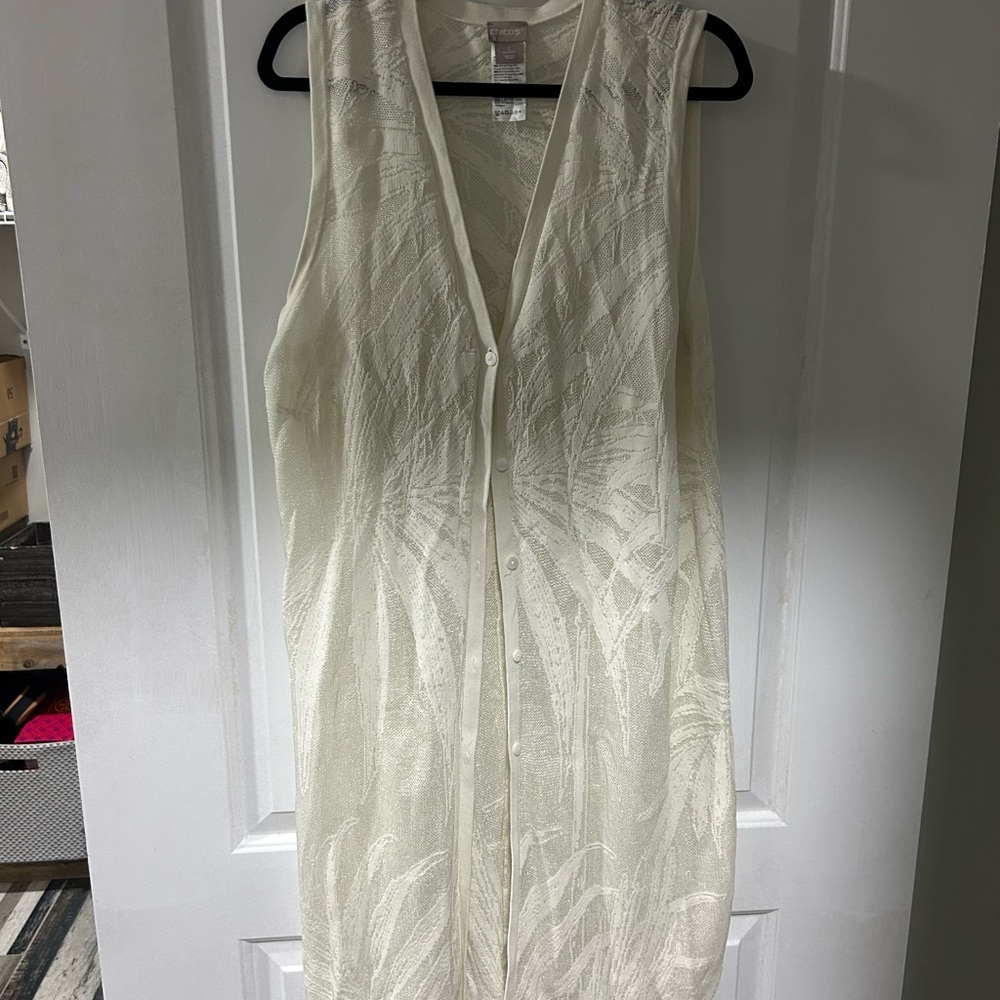 Chico's Cream Knit Sleeveless Duster. Size 2.